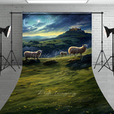 Lofaris Nativity Scene Sweep Photo Backdrop Shepherds and Sheep Watching Star of Bethlehem Religious Christmas Prop